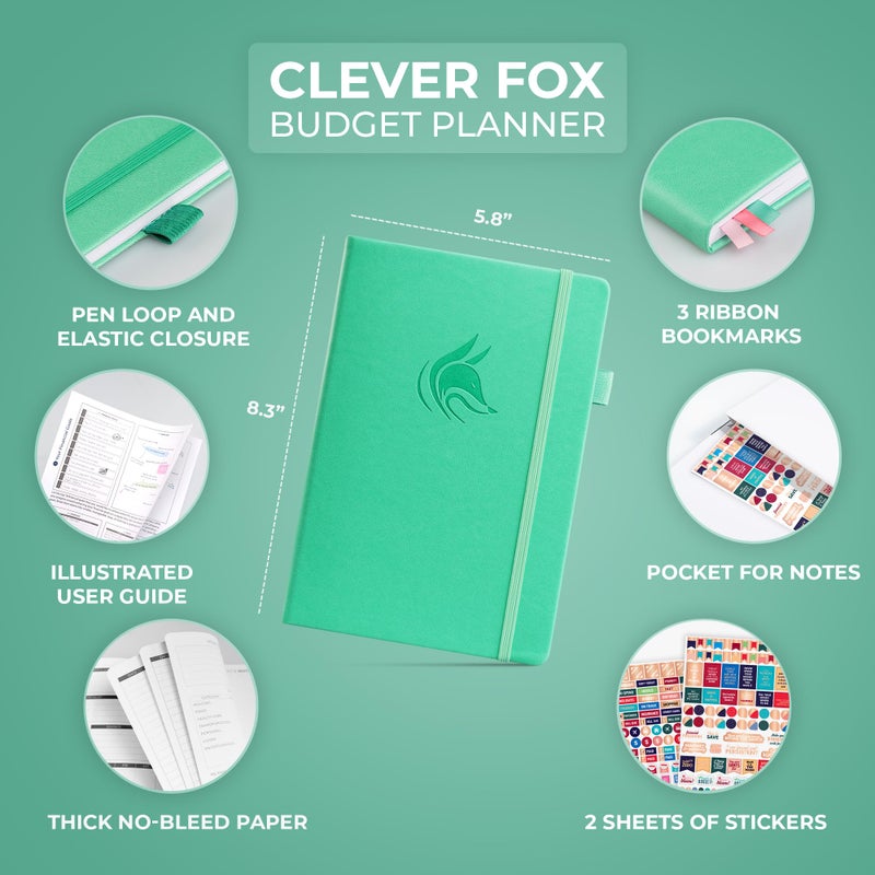 Clever Fox Budget Planner - Expense Tracker Notebook. Monthly Budgeting Organizer, Finance Logbook & Accounts Book, Bill Tracker, A5 (Emerald) - Image 2